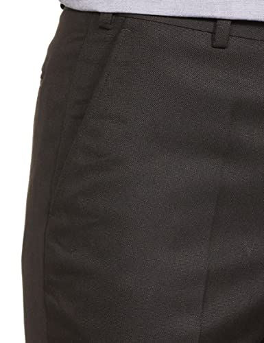 Image of Park Avenue Men's Polyester Blend Solid Pattern Super Slim Fit Flat Front Formal Trouser