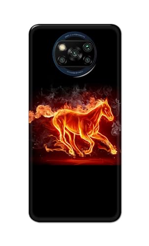 Image of PRINTFIDAA Printed Hard Back Cover Case for Mi Poco X3 | Poco X3 Pro | Poco X3 NFC Back Cover (Fiery Horse) -112