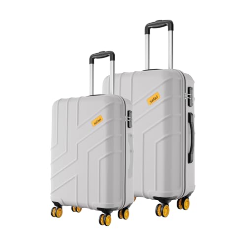 Image of Safari Cabin Stratos 8 Wheels Set of 2 (+ Medium) Trolley Bags, Hard Case Polycarbonate, 360º Wheeling Luggage for Men & Women, Travel Bag Suitcase for Travel, Trolley Bags for Travel, Cloud Grey