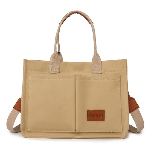Image of Cherry Tote Bag for Women Canvas Patched Purse Cute Shoulder Bag Multi-Pocket Satchel Handbag for work travel