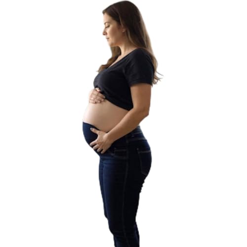 Calça Gestante Skinny Jeans com Elastano (BR, Alfa, G, Regular, Regular, Jeans Escuro)