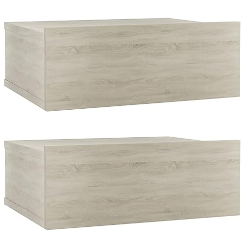 vidaXL Mesitas de Noche flotantes 2 uds contrachapada Roble 40x30x15cm