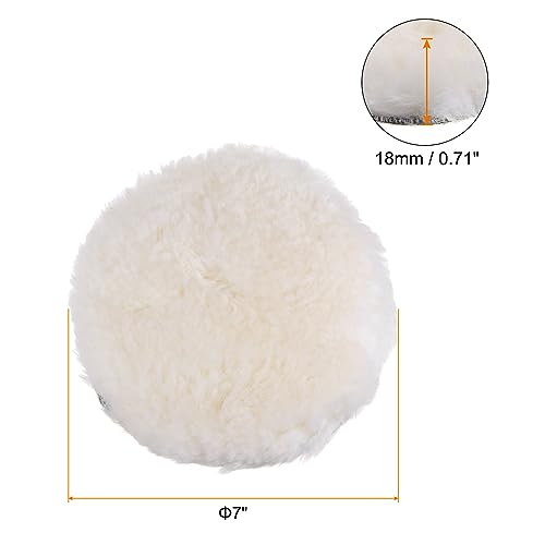 Image of HARFINGTON 5pcs Wool Buffing Pads, 7 inch Wool Polishing Pad Soft Buffing Pads Polishing Wheel with Hook and Loop Polishing, Buffing and Cutting for Car, Furniture