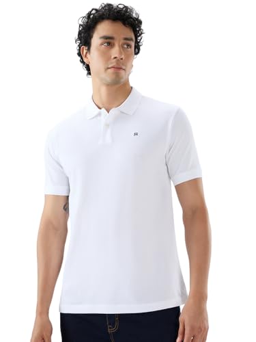 Image of Raymond Men Slim Fit Solid Pattern Pure Cotton Half Sleeve Polo Neck Casual T-Shirt