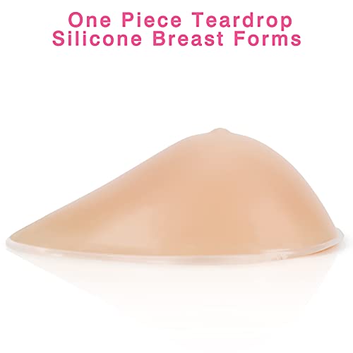 Vollence One Piece D Cup Teardrop Silicone Breast Forms Mastectomy Fake Boobs Bra Enhancer Inserts Concave Bra Pads - Nude #TOP2