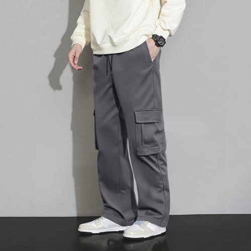 Mens Sweatpants Cargo Pants Elastic Waist Tapered Straight Leg Work Outdoor Hiking Trousers with Multi Pockets Camouflage Extreme Motion Pants for Men(Dark Gray,3X-Large)2