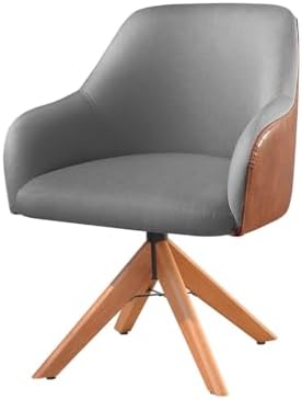 Poltrona Hera Base Giratória de Madeira Maciça Estofada Linho e C...