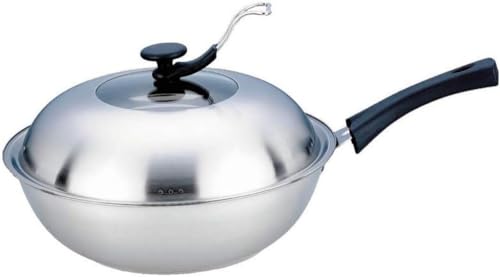 Wok en acier inoxydable de 34 cm, la poêle de cuisson durable et élégante