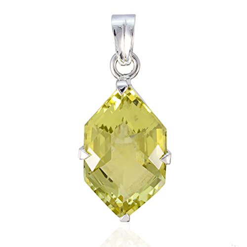 Pendentif jaune quartz citron en argent sterling 925 pour femme style fantaisie chic