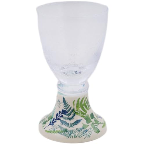 Authentic Polish Pottery Goblet Signature UNIKAT in Fern Frenzy Design Handmade in Boles?awiec Poland + Certificate of Authenticity