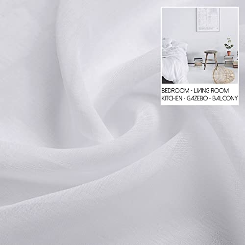 MRTREES Voile White Curtains 90 Inch Drop 2 Panels Voile Curtain Panel Rod Pocket for Door Bedroom Kitchen 46x90 Inch Drop Short Sheer Curtains 117cm x 228cm - Image 4
