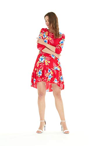 Image of Matchable Family Hawaiian Luau Men Women Girl Boy Clothes in Hibiscus Red