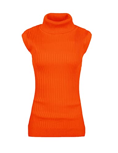 Image of v28 Women Sleeveless High Neck Turtleneck Stretchable Knit Sweater Top