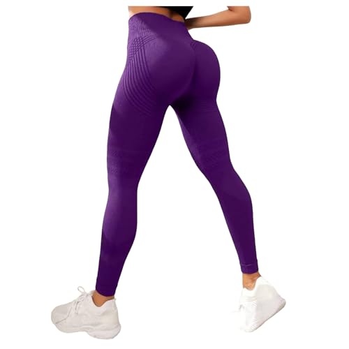 Leggins Anticelulitico Mujer, Leggins 3D Anticelulitis Mujer Push Up Compression Leggings Mallas Adelgazante Anti Cellulite Leggings para Yoga y Fitness (02-Purple, S)