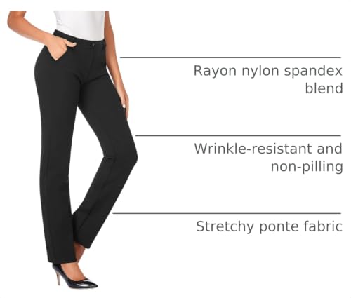 Image of Tapata Women's 28'' /30'' /32'' /34'' Stretchy Straight Dress Pants with Pockets Tall, Petite, Regular for Office Work Business