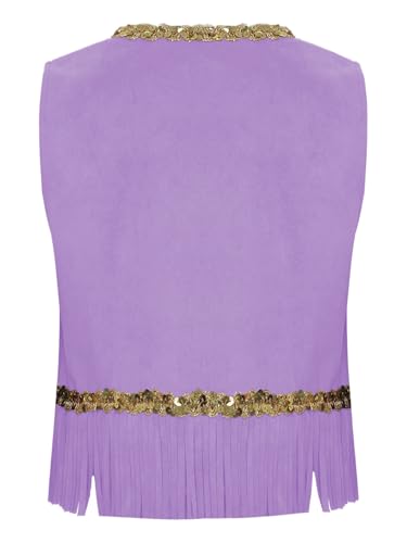 Big Girls Western Vest Sequined Faux Suede Jacket Open Front Tassel Waistcoat Coat4