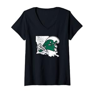 Tulane University Green Wave State Shape V-Neck T-Shirt