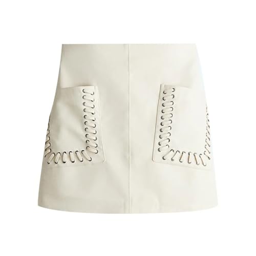 Bandage Patchwork Mini Skirt Women PU Leather High Waist Zipper A-line Skirts Spring Summer Lady Street Office