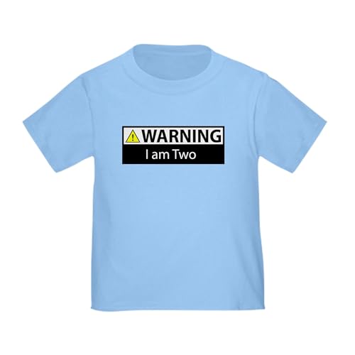 CafePress Warning I Am Two Toddler T Shirt Toddler Graphic Tee, 100% Cotton Baby Blue
