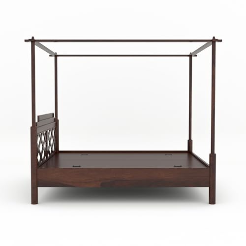 Image of Sheesham Solid Wood King Size Jaipur Poster Bed for Home| Beautiful Bedroom (King, Jaipur Poster Bed)