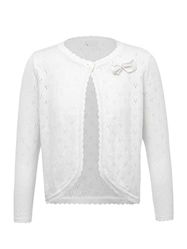 Kids Girls Long Sleeve Round Neck Cardigan Shrug Bolero Flower Girl Dress Cover Coat Sweaters