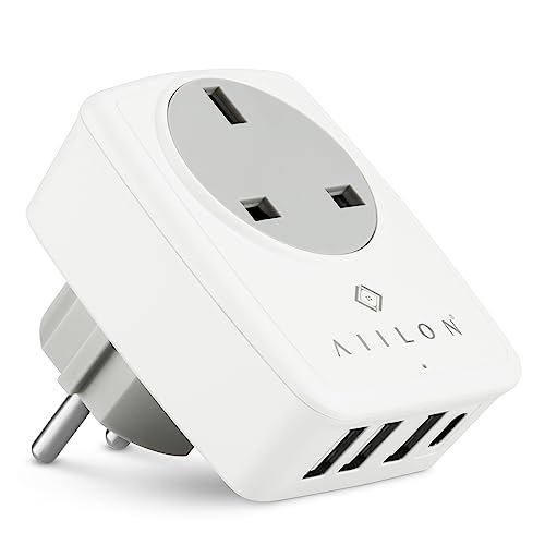 UK to Europe Adapter - 4-in-1 UK to Europe Plug Adapter - Powerfu...