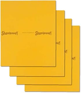 The Original Shamwow - Super Absorbent Multi-Purpose Cleaning Shammy Chamois Towel Cloth - Holds 10X its Weight in Liquid - Machine Washable - Will Not Scratch (4 Pack, Large Orange)