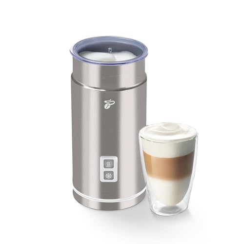 Tchibo Elektrischer Milchaufschäumer Antihaftbeschichtung warmer und kalter Milchschaum 130 ml Fassungsvermögen für Latte Macchiato Cappuccino und Kakao Edelstahlgehäuse rostfrei