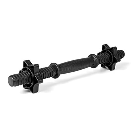 BESTIF Dumbbell Bar 25 mm Short 35 cm Knurled with Spinlock Collars Steel Coated with ABS for Strength Training Cover
