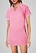 SENSERISE Womens Workout Sets 2 Piece Outfits V Neck Short Sleeve Polo Shirt and Tennis Skort Set with Pockets (Pink,XS)