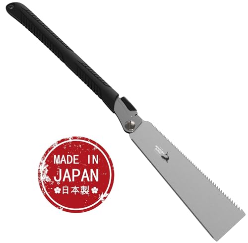 FAMEX 5523 Profi Japansäge Ryoba 240mm aus Karbonstahl, 7-9/17 TPI, Made in Japan - Handsäge klappbar für Heimwerker und Gewerbe, Feinsäge für Holz, Zugsäge