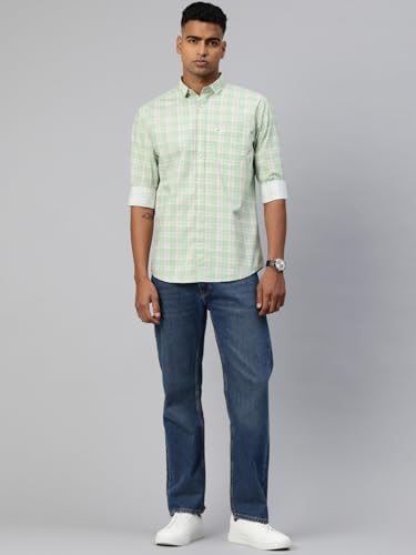 Image of Majestic Man Men Comfort Slim Fit Opaque Checked Cotton Casual Shirt