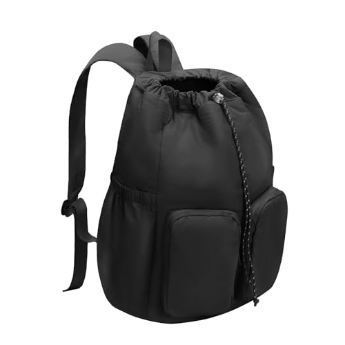 MICOM Travel Backpack for Women Puffer College Laptop Bookbag Drawstring Casual Daypack Lightweight for Women Travel (Black)