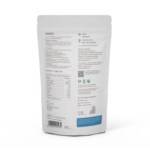 Image of Pure & Sure Organic Sugar (Chini) 500GM| 100% Organically Processed from Quality Sugarcanes | Chemical Free & Sulphur Free