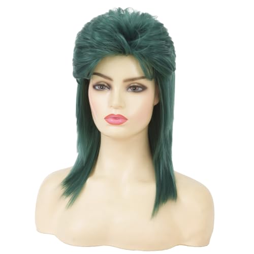 Image of Swiking Green Mullet Wigs for Women Shaggy Shoulder Length Layered Wig 70s 80s Rocker Wigs Cosplay Daily Hair Wigs(Green)