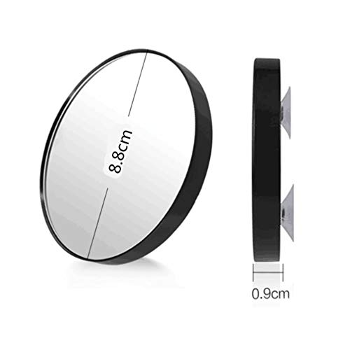 KALLORY Pocket Mirror 8.8cm 5X Magnifying Mirror Suction Cup Magnified Makeup Mirror Suction Cup Mirror for Precise Details Makeup Application (Black) Round Mirror - Image 2