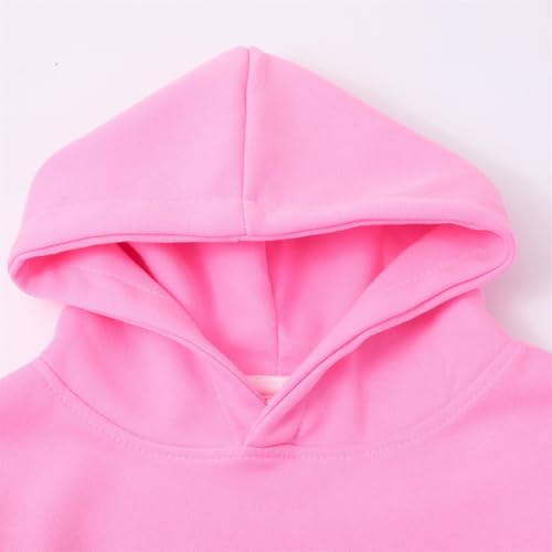 Kids Pullover Hoodies Plain Cute Hoodie Sweatshirts Oversized Thin Lightweight School Tops Clothes (Pink, 9-10 Years)4