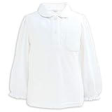 [アッシュベリー] 丸えり長袖ポロシャツ/白/鹿の子/女の子/子供/スクール/キッズ/小学生/制服(10500) 130cm