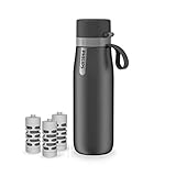 PHILIPS Water Bottle with Filter, Filter Water Bottle Stainless Steel with GoZero Everyday BPA-Free Tap Water Filter, Water Filter Bottle Keep Drink Cold 24 Hours, 3 Filters for 120 gal / 6 Months