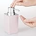 mDesign Plastic Bathroom Vanity Countertop Accessory Set - Includes,Soap Dispenser, Toothbrush Holder, Lidded Canister, Tumbler Rinsing Cup; Lumiere Collection - Set of 4 - Light Pink/Brushed Chrome