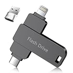 512GB Flash Drive for iPhone Photo Stick - 3 in 1 iPhone External Storage for Data Backup, No App Needed, USB Memory Stick for iPhone/iPad/Android/Computer/More Devices (Black)