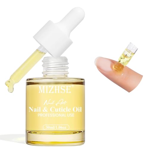 MIZHSE 30ml Cuticle Oil for Nails, Hydrating Oil for Repairing Cuticles and Thin Nails, Including Vitamin E Jojoba Coconut Oil, Sweet Almond Care Moisturizing Soothing Nourishing