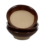 IWOWHERO 3 piezas Cuencos Retro Clásicos de Vino Boles Multifuncionales de Ligera Marrón Pulidos Antidesgaste para Sopa y Verduras Casa