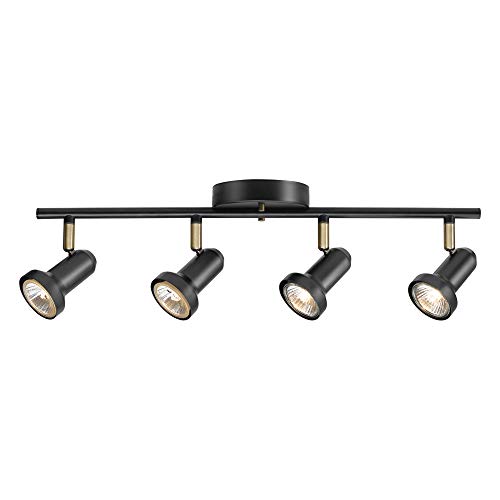 Globe Electric 59443 Melo 4 Track Lighting, Antique Brass Accents, Bulbs Included, 5.31"