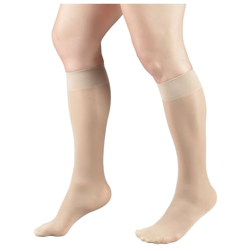 Image of Truform Sheer Compression Stockings, 8-15 mmHg, Women's Knee High Length, 20 Denier