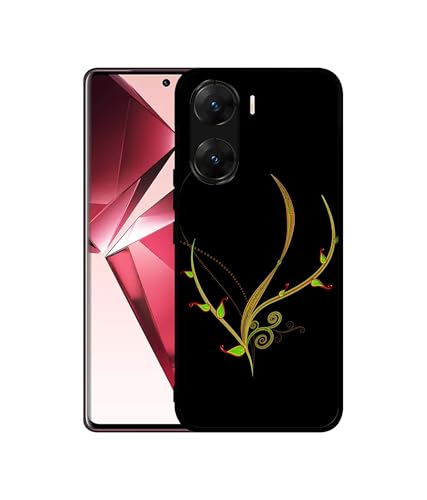 Image of Yellow Pattern Design Premium 2D Printed Metal Back Case Cover for Vivo V29E 5G