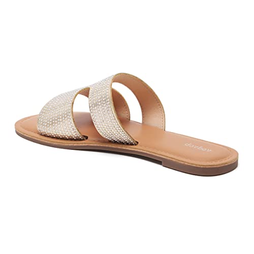 Vodvob Women's Slide Sandals Bling Rhinestone Pearl Flat Sandals Slip On Slides Open Toe Summer Slides #TOP5