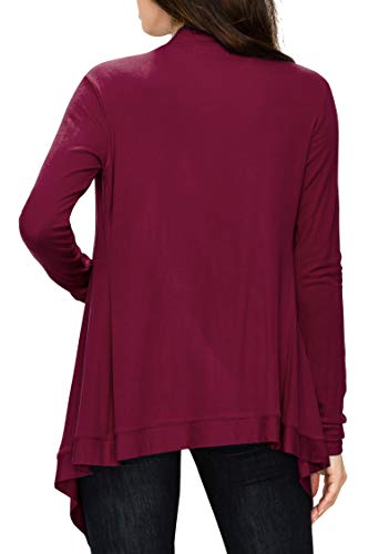 Image of Lock and Love Women's Draped Front Open Asymmetrical Cardigan - Casual Long Sleeve Lightweight Duster