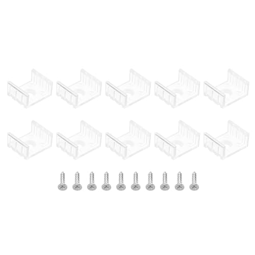 PATIKIL LED Strip Light Clips, 50 Pack Mounting Bracket Fixing Clips Plastic Clamp Holders with Screws for 17mm Neon RGB Light Cable Ribbon, Clear