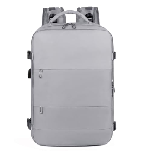 Mochila de viaje antirrobo, mochila para laptop de negocios de 15.6 a 17.3 pulgadas, bolsa de viaje resistente al agua para mujeres y hombres, gris, M